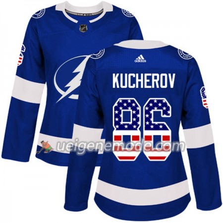 Dame Eishockey Tampa Bay Lightning Trikot Nikita Kucherov 86 Adidas 2017-2018 Blue USA Flag Fashion Authentic